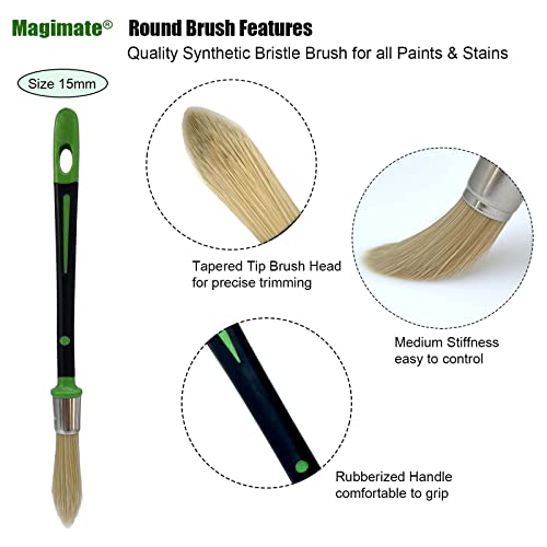 Magimate Small Paint Brush For Touch Ups, Trim Stain Brush For Sash, Baseboards, House Wall Corners And Art Application, One Singe Size 0.6-Inch (15Mm) #TOP1