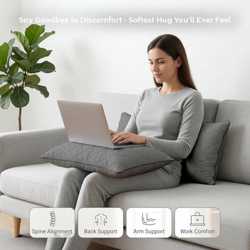 Image of AYKA Microfiber Cushion Filler Set of 3 (12x18 Inch) | Soft & Fluffy Sofa Cushions Inserts | Premium Polyester Fiber Throw Pillows for Sofa, Couch, Bed & Living Room Decor | Grey