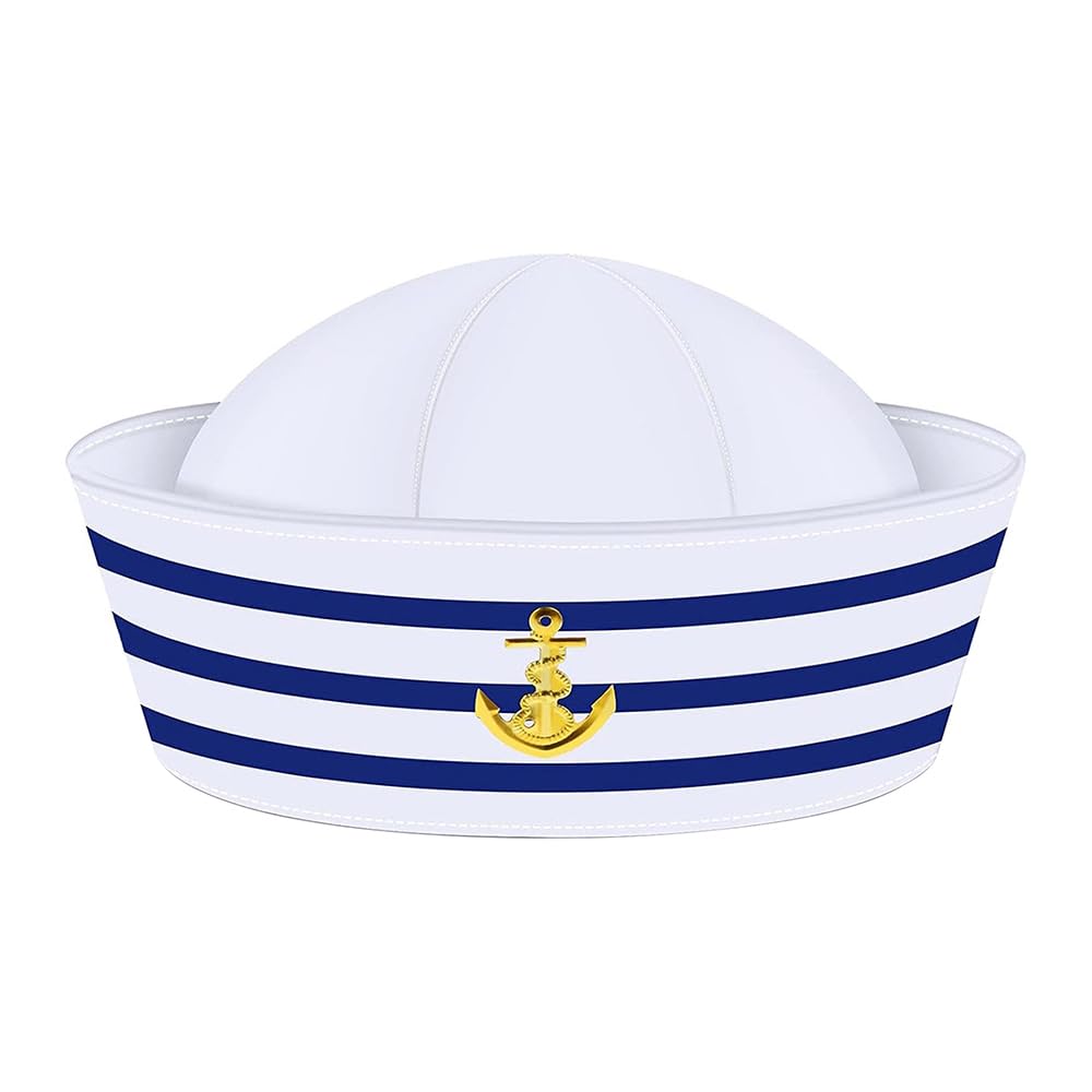Set De Sombrero De Marinero A Rayas Y Bufanda Cuadrada – Accesorio De Disfraz Para Fiestas Náuticas Y Cosplay (Azul Y Blanco)