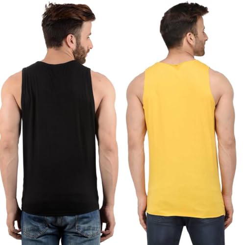 Image of hotfits Men's Quick Dry Workout Tank Top Gym Muscle Tee Fitness Bodybuilding Sleeveless T Shirt, Gym Vest- Pack of 2