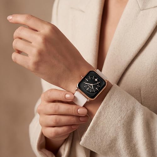 Image of Daniel Hechter Paris Lea Collection Watch for Women with Square Dial, Crystal and Rose Gold Markers, Date Display and Silicone Strap
