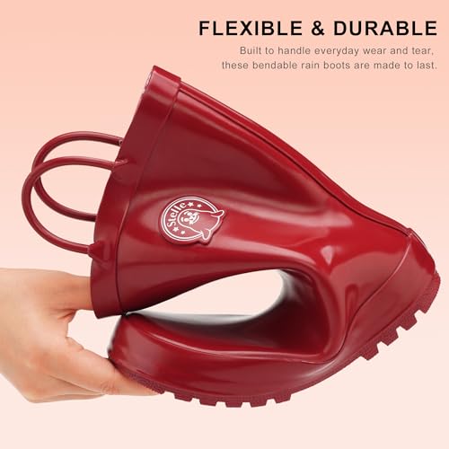 Stelle Toddler Rain Boots Natural Rubber Rainboots Kids Girls Boys Waterproof Easy On Handles Non-Slip Sole4