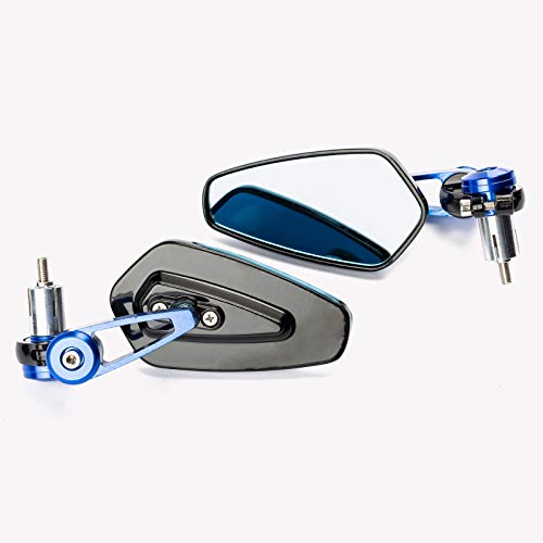 Specchietti 22mm Manubrio Moto Retrovisori Metallo Universali Ovali Blu