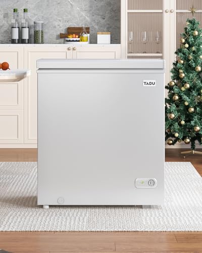 TABU 7.0 Cubic Feet Chest Freezer, Energy Saving Chest Deep Freezer with 7 Level Adjustable Thermostat, Top Opening Compact Freezer with Removable Storage Basket (White) on Fridge.com