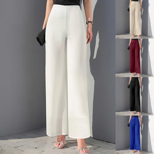 Pantalones de traje para mujer con cintura alta elástica de gasa 2