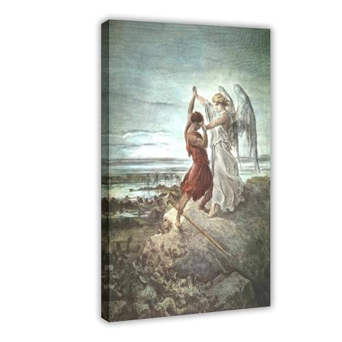 Toile Jacob et l'ange Gustave Doré impression artistique couleur