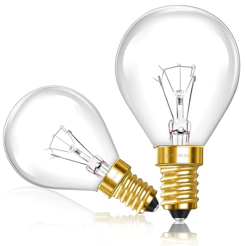E14 Ampoule de Four Dimmable, G45 Lampe pour Four, 78MM * 45MM, Résistant jusqu'à 300 Degrés, 250LM, AC 230V, 2700K Blanc Chaud, P45 Ampoule, pour Four, Fours Grill, Lampes à Lave, Lot de 2