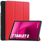GIOPUEY Hülle Kompatibel mit Telekom T Tablet 2 10.1 Inch 2025, Flip Hülle [Bracket-Funktion] 360° Schutz - Rot