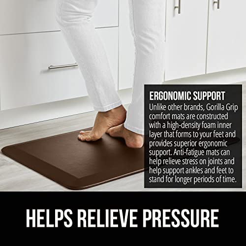 Image of GORILLA GRIP Cushioned Antifatigue Kitchen Mat for Floor, 70x24, Brown