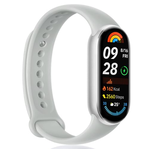 Mi Smart Band 9 - 21 días de duración de la batería, pantalla AMOLED, frecuencia de actualización de 60 Hz, 150+ modos, Sueño, Estrés, SpO2, Monitor de Frecuencia Cardíaca, 5ATM, App Mi Fitness,Plata