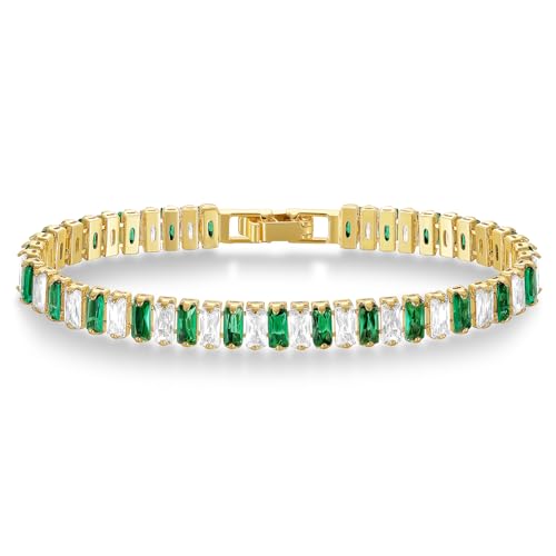 KELORIS PATH Tennis Bracelets for Women 14K Gold Plated/White Gold CZ Bracelet Classic Adjustable Jewelry Gift