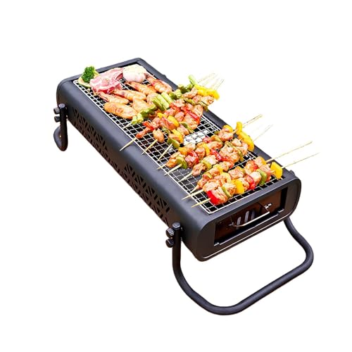 PQPQLI Barbacoa Carbón 56 * 22 * 18cm con Lavabo Extraíble para Carbón Barbacoa Portátil Barbacoa De Carbón Vegetal De Mesa Parrilla Camping, Terraza, Balcón(Black)