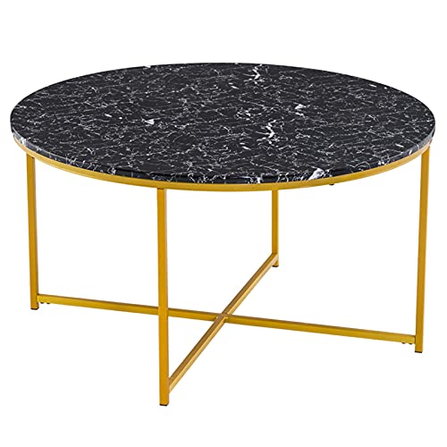 WFHTU Two Colors [90 x 90 x 48.5] cm Marble Simple 90 Round Coffee Table Side Table Entryway Table for Living Room (Color : D)