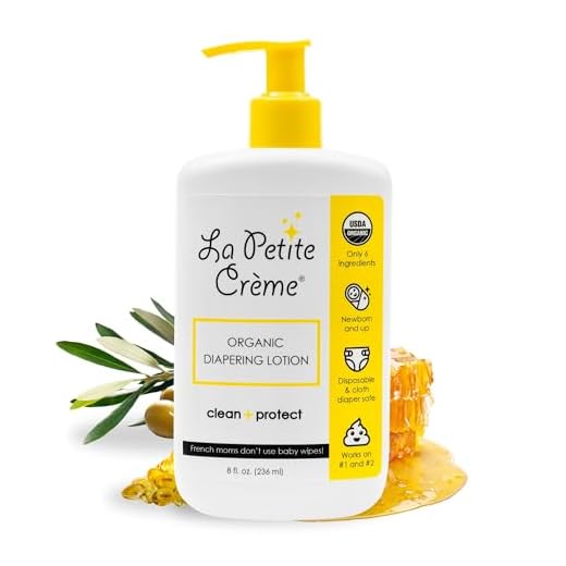 La Petite Creme French Organic Diapering Lotion - Diaper Cream Alternative to Baby Wipes - Gentle Diaper Rash Cream and Skin Cleanser with USDA Certified Organic Ingredients - Baby Essentials (8 oz)