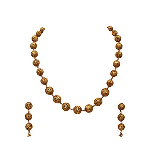 Pendientes chapados en oro y collar de diseño indio para regalar a mujeres