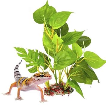 SunGrow Gecko Accessory Artificial Plant, Tall, Beautiful, Realistic Leafy Foliage, Create a Jurassic Kingdom, No Muss No Fuss Jungle, Unleash Your Pets Inner Ninja, Costs Less Than Real Plants