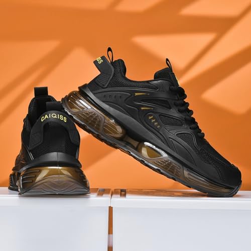 Image of Men's Chunky Sneakers: Mesh Breathable Upper, Air Cushion Sole, Sleek Structural Detailing-Trendy Casual Style for Daily Wear, Street Outfits & Urban Fashion Ensembles