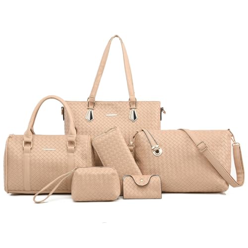 Image of OTMIPIML Purses and Handbags for Women Synthetic Leather Tote Crossbody Bags Satchel Purses Set 6pcs | Set