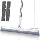Squeegee Broom for Floor, 62' Long Handle Rubber Broom for Pet Hair Removal, Magic Broom Squeegee for Garage Floor, Concrete, Tile, Carpet & Windows with 2 Microfiber Pads