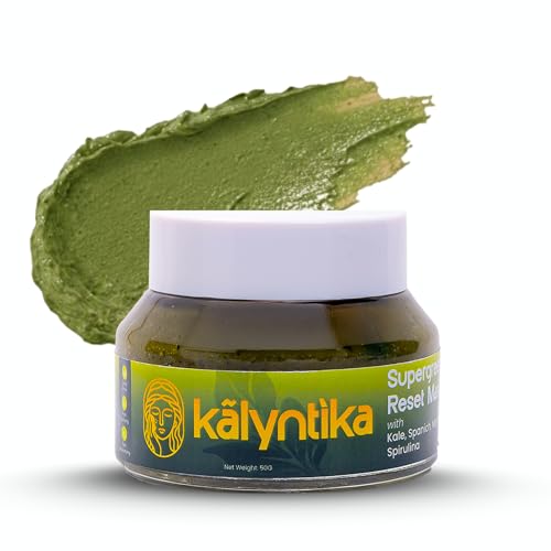Image of Kalyntika Supergreen Reset Mask | Purify Oily & Congested Skin | 50g | Kale, Spirulina, Moringa, Bentonite Clay. Skin feels clear & lighter in 2 weeks
