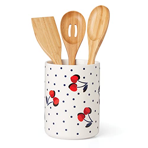 Kate Spade New York Vintage Cherry Dot 4-Piece Utensil Crock Set, 3.90, White
