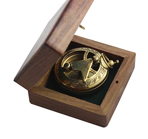 Marine Sundial Compass with Antique Nautical Solid Pocket Compass in Box Vintage Polish with Brass Finish Navigate Device Collection - Image 4