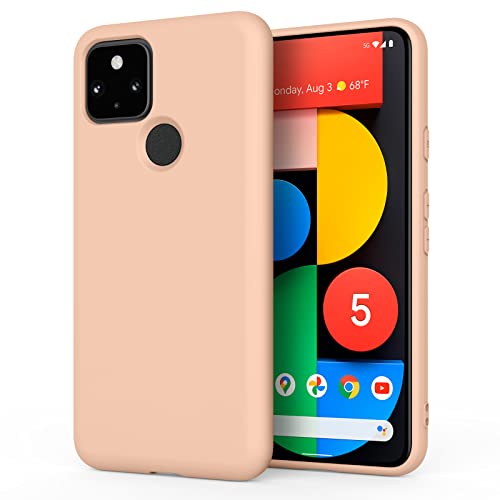 Amzpas Tpu Case For Google Pixel 5, Soft Protective Shockproof Phone Cover, Durable Anti-Scratch Smart Phone Case For Women Men Sand Pink #TOP1