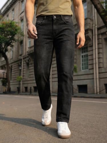 Image of Urbano Fashion Men's Relaxed Fit Washed Denim Jeans Non-Stretchable