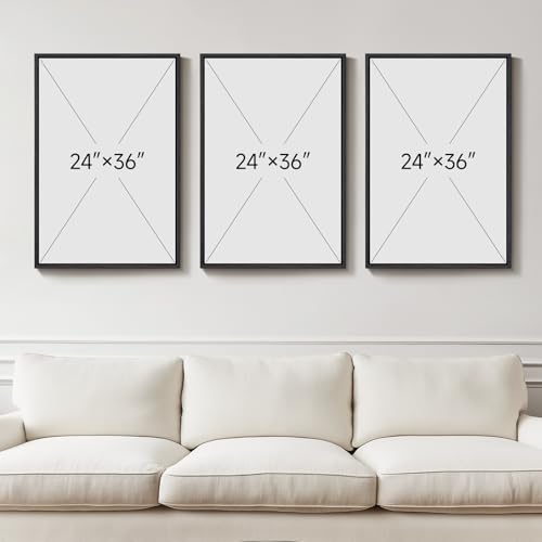 Large Framed Abstract Nature Landscape Wall Art for Living Room, Set of 3 Modern Canvas Prints Paintings Artwork for Walls, Green Lake Pictures for Hallway, Dining Room, Office Wall Decor 24x36 Inch - Image 4
