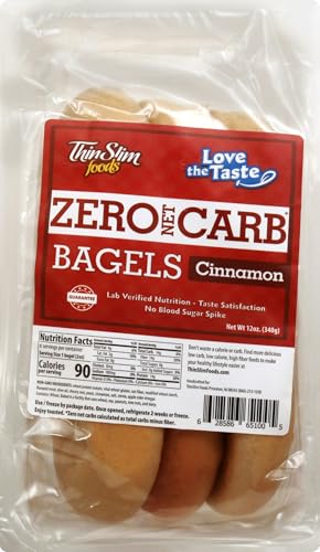 Generic T.hinslim Foods Cinnamon Low Carb Bagels 12OZ Pack of 6