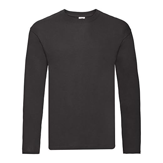 Fruit Of The Loom Herr Valueweight långärmad t-shirt, Svart, M
