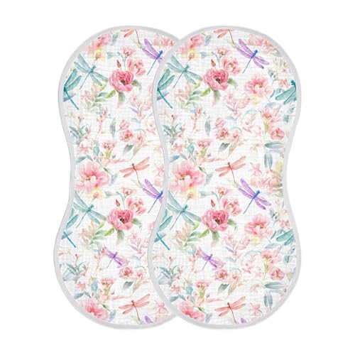 xigua Watercolored Flowers Baby Burp Cloths for Newborn Boys and Girls 4 Pack, Soft & Absorbent Cotton Baby Burp Cloth, Baby Washcloths, Newborn Towel, Burp Rags2