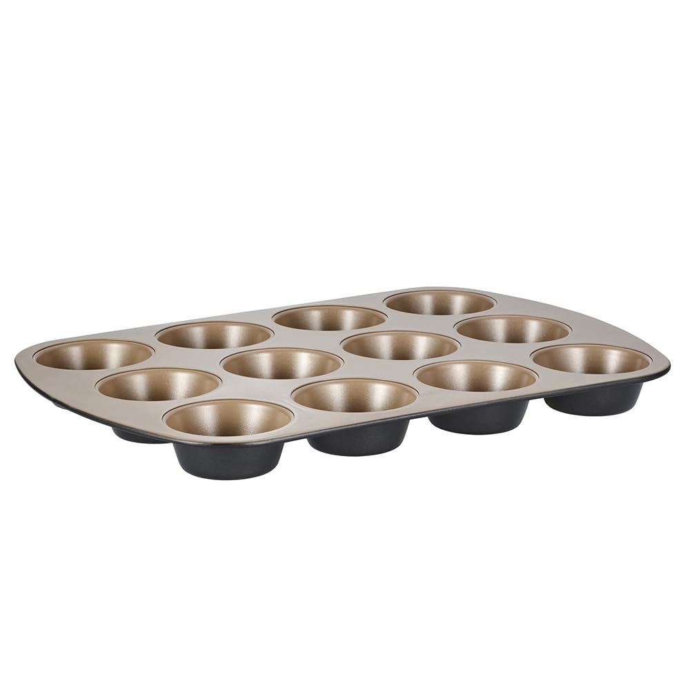 Stanley Rogers Ceramabake Healthy Non-Stick Ceramic 12 Cup Muffin Pan, Bake Without PFAS PTFE PFOS PFOA Cadmium & Lead, Ideal Tray for Cupcakes, Cakes and Everyday Baking
