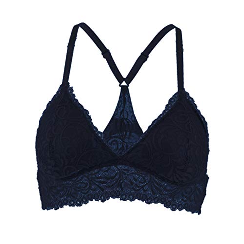 Fityle Moda Feminina Verão Rendas Skintight Colete Sem Mangas Casuais Bustier Tops - Azul