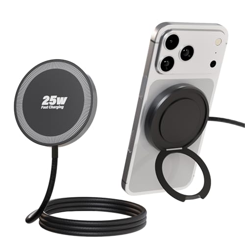 Magnetic Wireless iPhone Charger Fast Phone Charger with Kickstand, 6FT 25W Fast Phone Charging Pad Wireless Magnetic Charge for iPhone 17/17Air/16 Pro Max/16 Plus/15 Pro Max/AirPods3/2/Pro Black