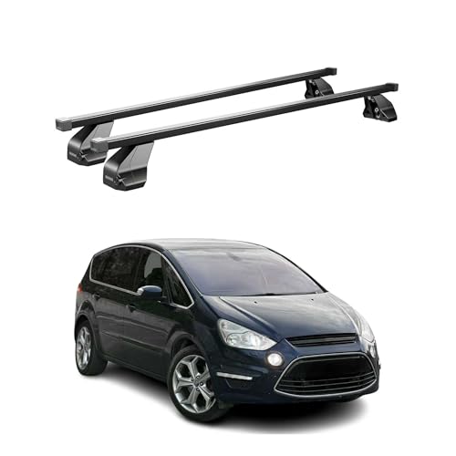 Barre portapacchi compatibili con Ford S-Max 2006 – 2015 | Portabici portapacchi portapacchi portapacchi in acciaio di alta qualità nero 2 TLG 75 kg