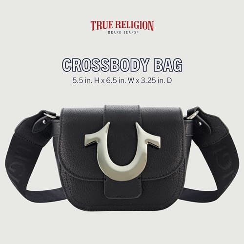 Image of True Religion Women's Women's Crossbody Bag, Mini Flap Adjustable Shoulder Handbag With Horseshoe Logo