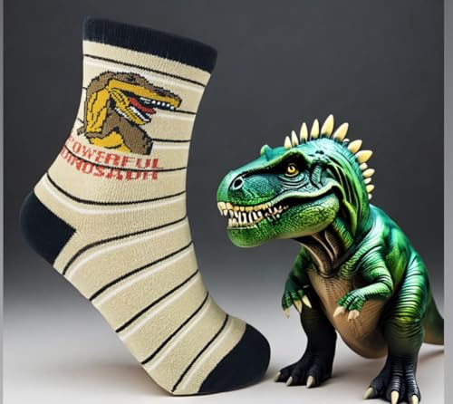 Tiny Captain Boys and Girls Dinosaur Socks Ages 4-6 & 7-10 Year Old Crew Socks Age 4 Kids Gift Set