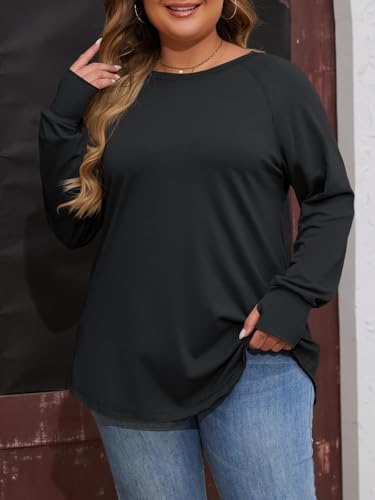 Women's Plus Size Long Sleeve Tunic Top Crew Neck Summer Oversized Fit Basic T Shirts Blouse2