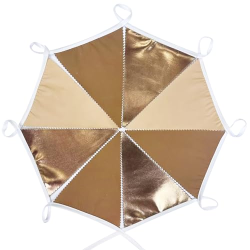 Image of 32Ft Brown Party Decorations Metallic Brown Triangle Banner Flag Pennant Fabric Garland Streamers for Boho Birthday Fall Western Cow Wild West Teddy Bear Party Outdoor Decor Supplies