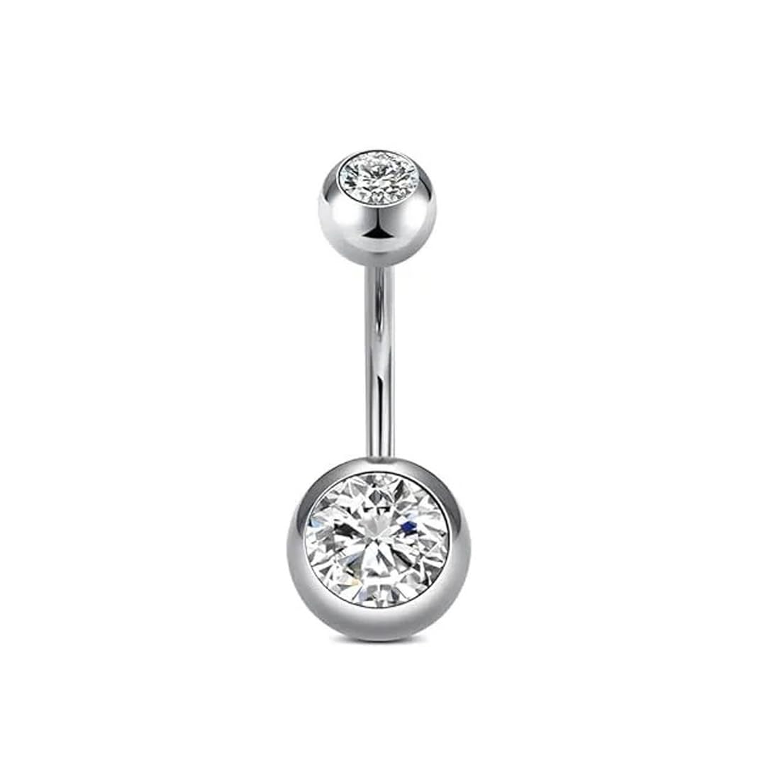 Womens Navel Piercing Banana Bell Belly Button Silver Crystal Ring: Pack of 1 (SRFAJW/A072/1)-image-40