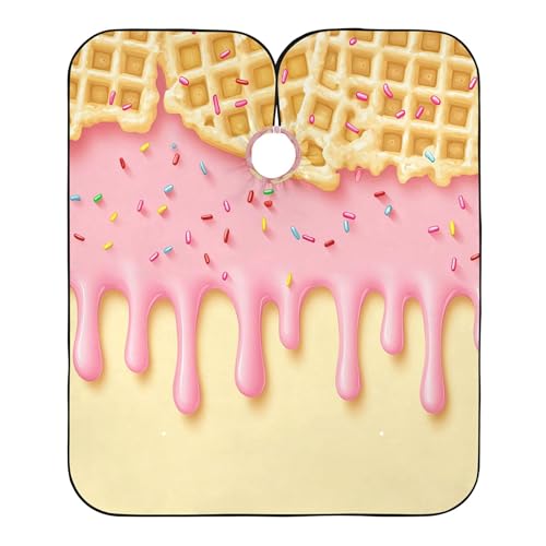 Takiito Waffle Dripping Ice Cream Barber Cape for Men, Waterproof Haircut Cape Hairdressing Cape Beard Apron Cape for Salon Home Use, 55x65 in