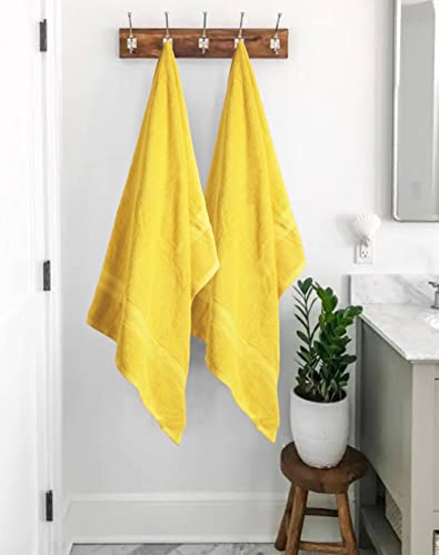 Boutiquo Premium Cotton 4 Pack Bath Towel Set - 100% Pure Cotton - 4 Bath Towels 27X54 - Ideal For Everyday Use - Ultra Soft & Highly Absorbent - Yellow #TOP2