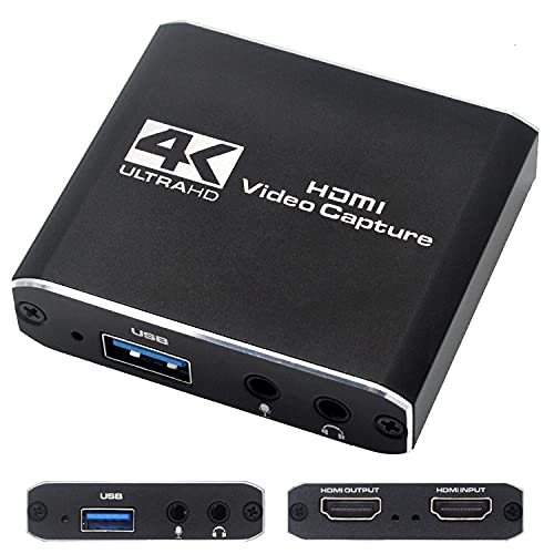 Capture Card, HDMI Video Capture Card,USB 3.0 Audio Video Capture, 1080p 60FPS Video Recorder for Gaming/Live Streaming/Video Conference, Works for Nintendo Switch/PS4/Xbox One/OBS/Camera/PC