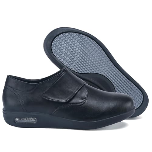 bumuam Men's Orthopeic Leather Dress Shoes, Casual Dress Barefoot Shoes for Plantar Fasciitis Non Slip Formal Shoes with Arch Support Comfortable Simple Shoes