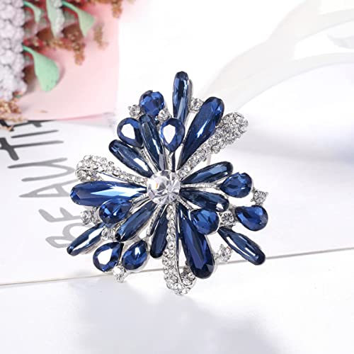 Image of Merdia Vintage Created Crystal Flower Brooch Pins for Women | Vintage Pins Dress Brooch | Flower Pins for Clothes | Fashion Pins | Women's Jewelry | Ladies Pins and Brooches
