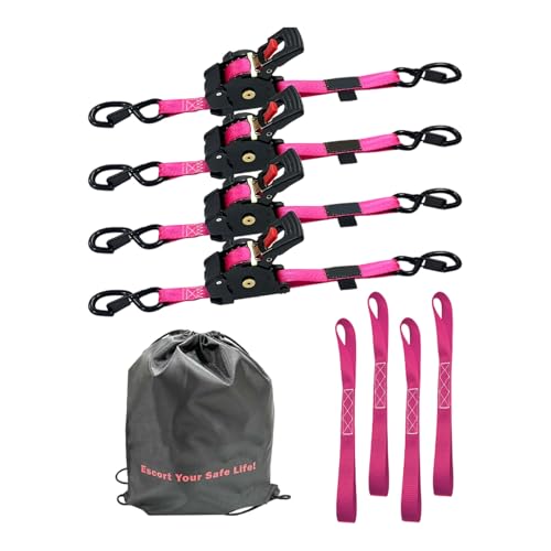 Sangles d'arrimage de moto rétractables cliquet 284 cm avec enrouleur automatique anti-nœud