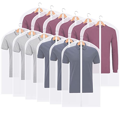 Perber Hanging Garment Bags Clear Suit Bag (Set Of 12) Lightweight Dust-Proof Clothes Cover Bags With Full Zipper For Closet Storage And Travel -24'' X 32''/12 Pack #TOP3