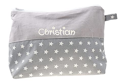 Borsa per il lavaggio con stelle con nome beauty case personalizzata borsa per il bucato per bambini da viaggio per cosmetici per 1012 11 grigio Grigio - 1012
