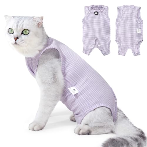 Coppthinktu Cat Recovery Suit Cat Onesie for Cats After Surgery, Breathable Cat Spay Surgery Recovery Suit for Abdominal Wound, Soft Cat Surgical Body Suit for Female Cats Kitten to Anti-Licking